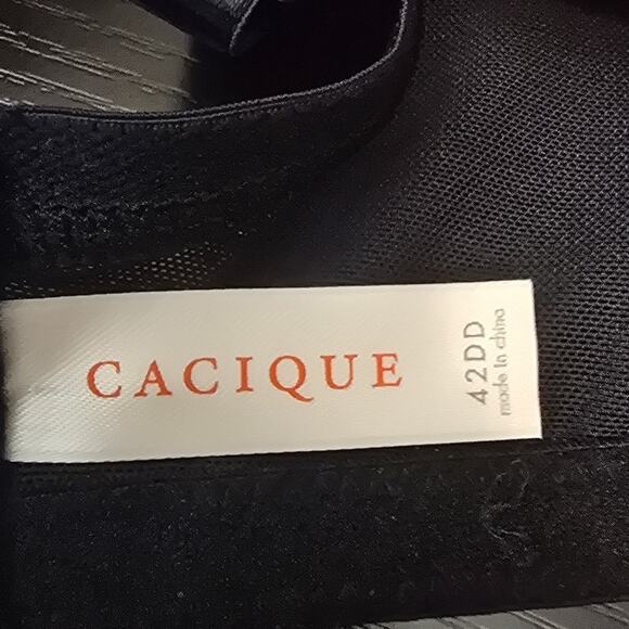 Cacique Pink Black Lace Floral Lightly Lined T-Shirt Underwire Bra 42DD - Picture 5 of 6